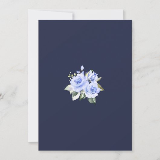Elegante Waterverf Blauwe Bloemen bruiloft Kaart (Achterkant)