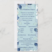 Elegante Waterverf Blauwe Bloemen bruiloft Program Kaart (Achterkant)