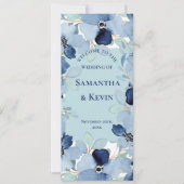 Elegante Waterverf Blauwe Bloemen bruiloft Program Kaart (Voorkant)