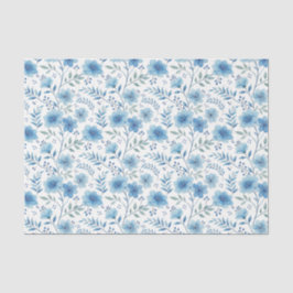 Elegante Waterverf Blauwe Bloemen Decoupage Tissuepapier