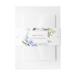 Elegante Waterverf Blauwe Bloemen Frame Bruiloft Uitnodigingen Wikkel