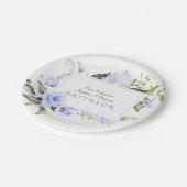 Elegante Waterverf Blauwe Bloemen Frame Huwelijk Papieren Bordje (Gekanteld)