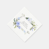 Elegante Waterverf Blauwe Bloemen Frame Huwelijk Servet (Hoek)
