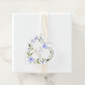 Elegante Waterverf Blauwe Bloemen Krans bruiloft Bedankjes Labels (In situ)