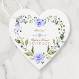Elegante waterverf blauwe bloemen krans bruiloft bedankjes labels