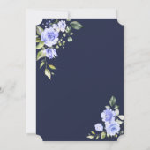 Elegante waterverf blauwe bloemen marineblauwe bru kaart (Achterkant)