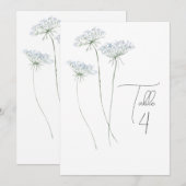 Elegante Waterverf Blauwe Bloemen Tafelnummer (Voorkant / Achterkant)