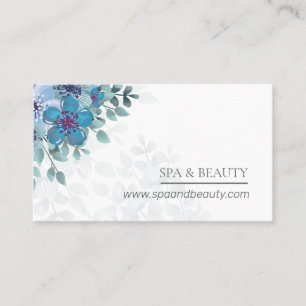 Elegante waterverf blauwe bloemen visitekaartje