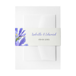 Elegante waterverf blauwe bloemenboeket trouwdag uitnodigingen wikkel