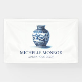 Elegante Waterverf Blauwe Ginger Jar Designer, Dec Spandoek