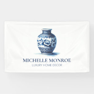 Elegante Waterverf Blauwe Ginger Jar Designer, Dec Spandoek