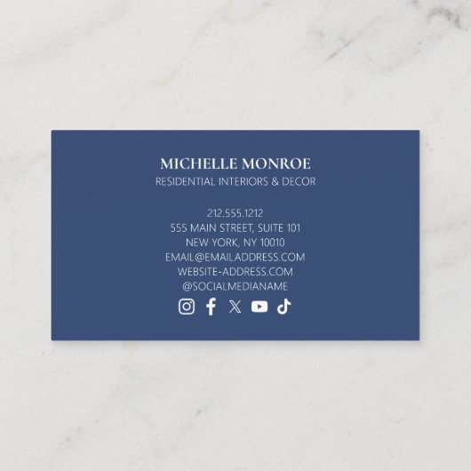 Elegante Waterverf Blauwe Ginger Jar Interieur Des Visitekaartje (Achterkant)