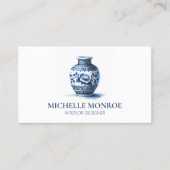 Elegante Waterverf Blauwe Ginger Jar Interieur Des Visitekaartje (Voorkant)