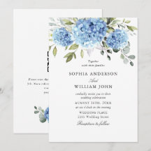 Elegante Waterverf Blauwe Hortensia Flora Wedding