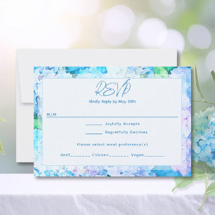 Elegante Waterverf Blauwe Hortensia RSVP Kaartje