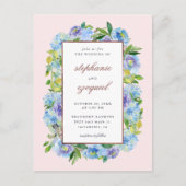 Elegante Waterverf Blauwe Hortensia's Bloemenbruil Uitnodiging Briefkaart (Voorkant)