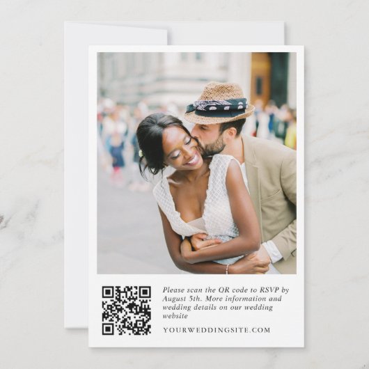 Elegante Waterverf Blauwe Hydrangea Bruiloft QR-co Kaart (Achterkant)