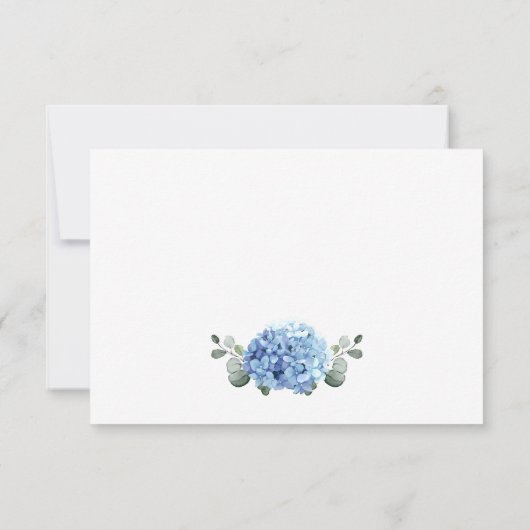 Elegante Waterverf Blauwe Hydrangea Bruiloft QR-co RSVP Kaartje (Achterkant)