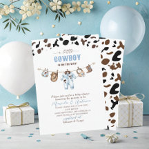 Elegante waterverf blauwe kleine cowboy baby showe