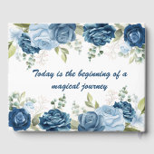 Elegante Waterverf Blauwe Rozen Bloemige Trouwdag Gastenboek (Achterkant)