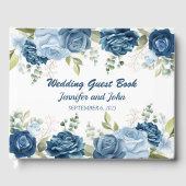Elegante Waterverf Blauwe Rozen Bloemige Trouwdag Gastenboek (Voorkant)