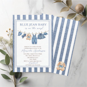 Elegante Waterverf Blauwe Spijker Western Denim Ba Kaart