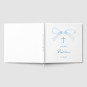 Elegante waterverf blauwe strik doop gastenboek (Volledig)