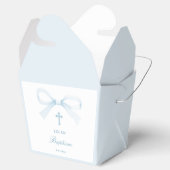 Elegante waterverf blauwe strik doopsel uitneembaa bedankdoosjes (Geopend)