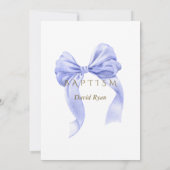 Elegante waterverf blauwe strik gouden jongensdoop kaart (Achterkant)