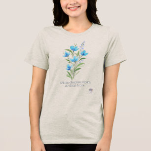 Elegante Waterverf Blauwe Vlas Bloem Hoop Motivati Tri-Blend Shirt