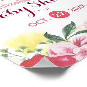 Elegante Waterverf Bloem Baby Shower Affiche Poste Poster (Hoek)