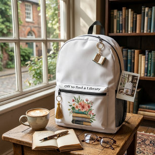 elegante waterverf bloem boekliefhebber bedrukte rugzak