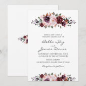 Elegante waterverf bloem boho bruiloft uitnodiging (Voorkant / Achterkant)