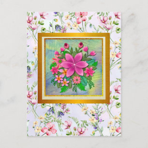 Elegante Waterverf Bloem Botanische Lente Boeket Briefkaart