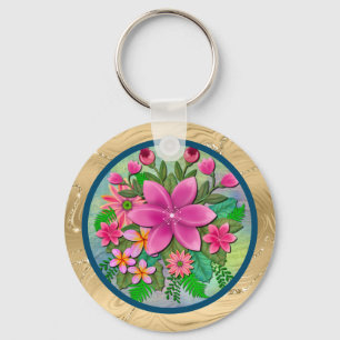 Elegante waterverf bloem botanische lente boeket sleutelhanger