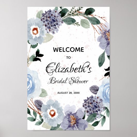 Elegante waterverf bloem bruiloft borrel bord poster (Voorkant)