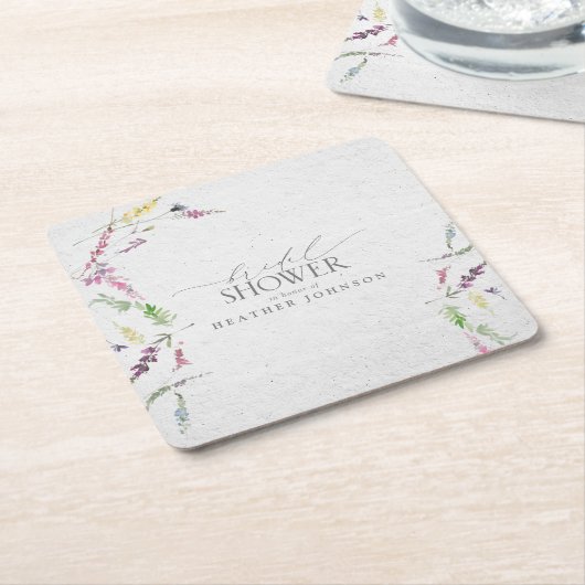 Elegante Waterverf Bloem Bruiloft Bridal Shower Kartonnen Onderzetters (Schuin)