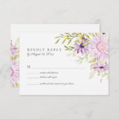 Elegante Waterverf Bloem Bruiloft RSVP Kaart (Voorkant / Achterkant)