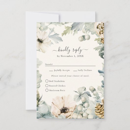 Elegante waterverf bloem bruiloft RSVP kaart (Voorkant)