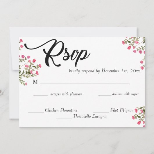 Elegante waterverf bloem bruiloft RSVP kaart (Voorkant)