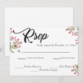 Elegante waterverf bloem bruiloft RSVP kaart (Voorkant / Achterkant)