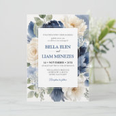 Elegante Waterverf Bloem Bruiloft Uitnodiging Temp (Staand voorkant)