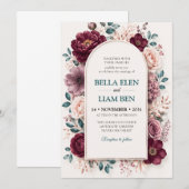 Elegante Waterverf Bloem Bruiloft Uitnodiging Temp (Voorkant / Achterkant)