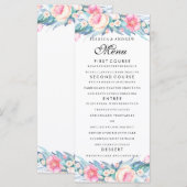 Elegante waterverf bloem bruiloftsmenu menu (Voorkant / Achterkant)