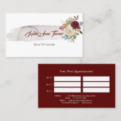 Elegante Waterverf Bloem Burgundy Afspraak Afsprakenkaartje (Voorkant / Achterkant)