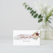 Elegante Waterverf Bloem Burgundy Afspraak Afsprakenkaartje (Staand voorkant)