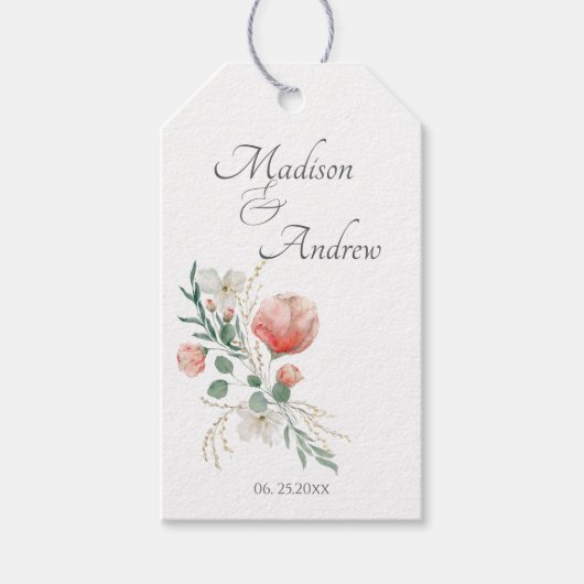 Elegante waterverf bloem cadeaulabel (Voorkant)