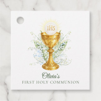 Elegante waterverf bloem eerste heilige communie  bedankjes labels