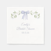 Elegante Waterverf Bloem en Strik Chique Bruidsdou Servet (Voorkant)