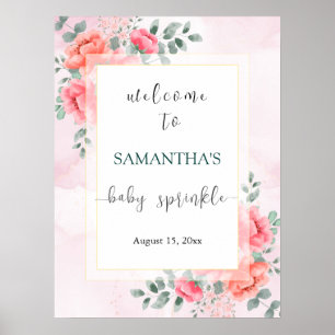 Elegante waterverf bloem eucalyptus baby shower poster